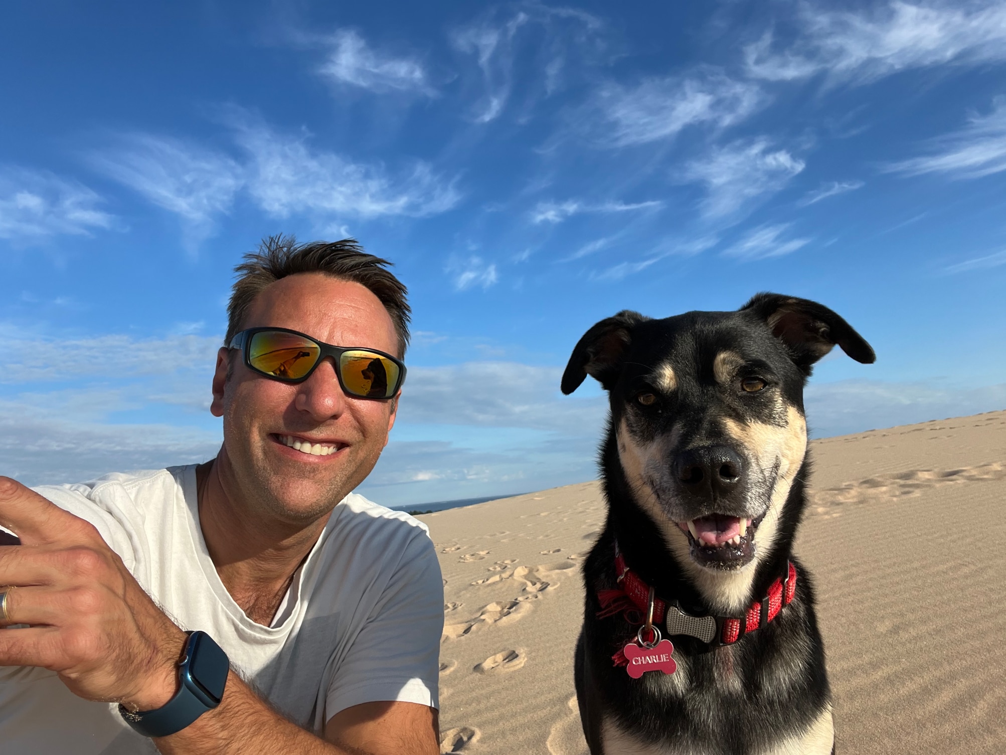 Jim Baumbick, president of Ford Europe, pictured with one of his rescue dogs, Charlie.